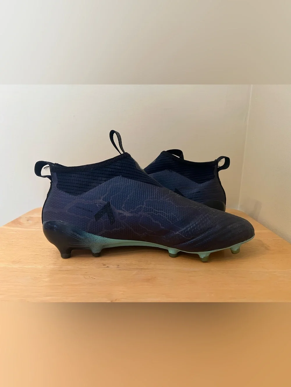 USED Adidas ACE 17+ FG Soccer Cleats US 9 Black/ Aqua S77165 Purecontrol